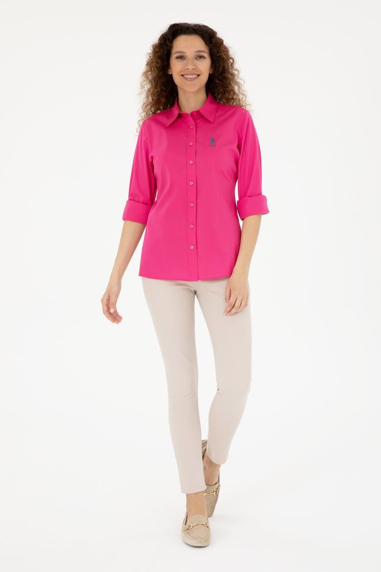 Kadın Pembe Uzun Kollu Basic Gömlek - 50283989027