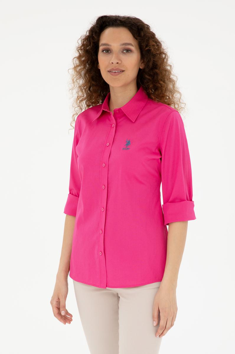 Kadın Pembe Uzun Kollu Basic Gömlek