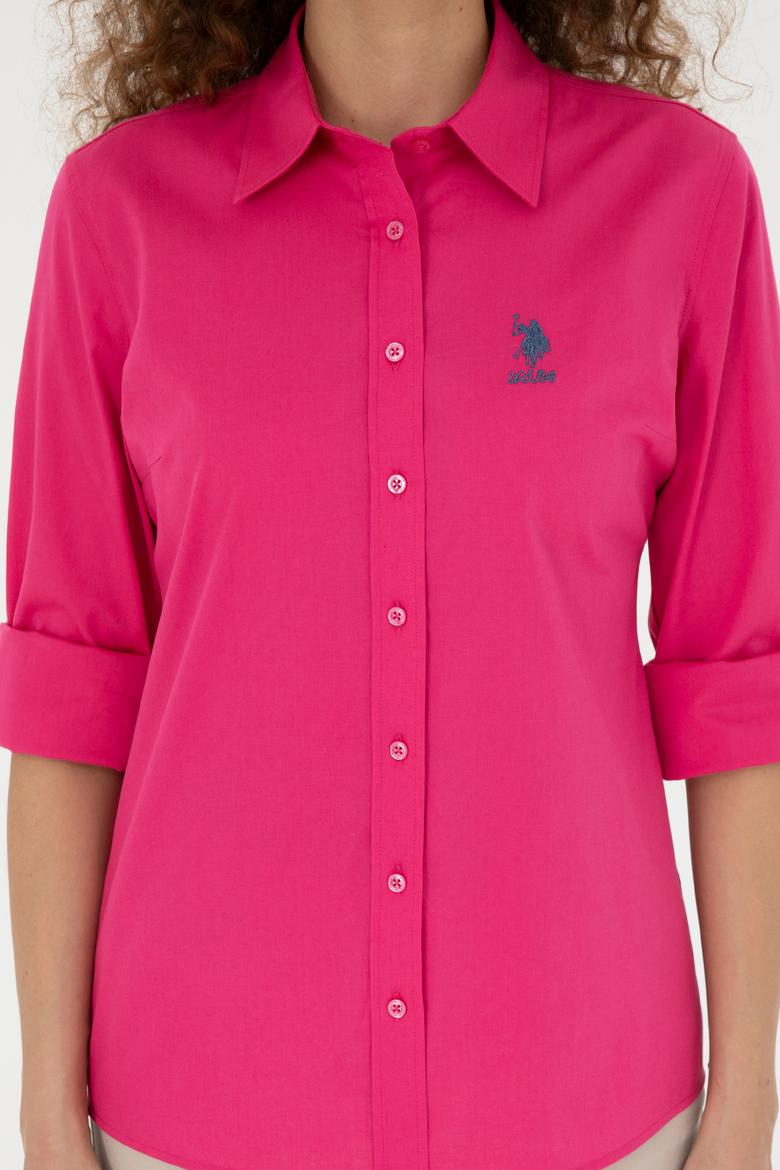 Kadın Pembe Uzun Kollu Basic Gömlek - 50283989027