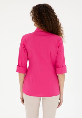 Kadın Pembe Uzun Kollu Basic Gömlek - 50283989027