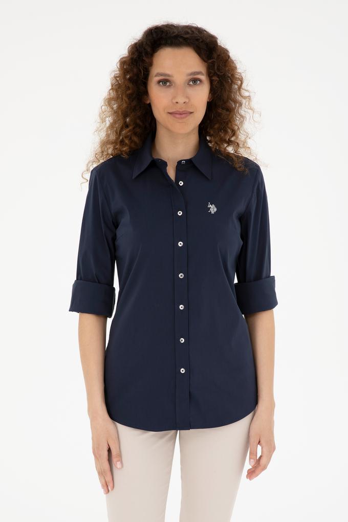 Kadın Lacivert Uzun Kollu Basic Gömlek