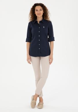 Kadın Lacivert Uzun Kollu Basic Gömlek - 50283990011
