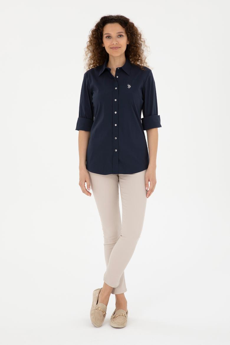 Kadın Lacivert Uzun Kollu Basic Gömlek - 50283990011