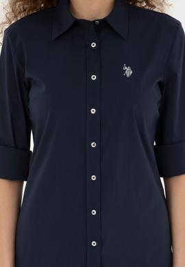 Kadın Lacivert Uzun Kollu Basic Gömlek - 50283990011