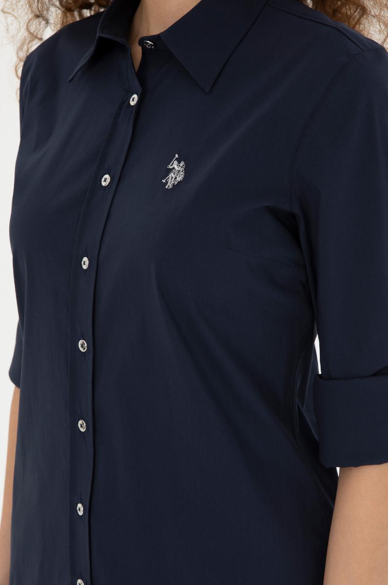 Kadın Lacivert Uzun Kollu Basic Gömlek