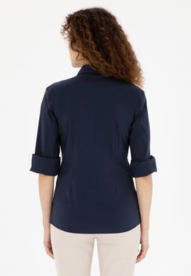 Kadın Lacivert Uzun Kollu Basic Gömlek - 50283990011