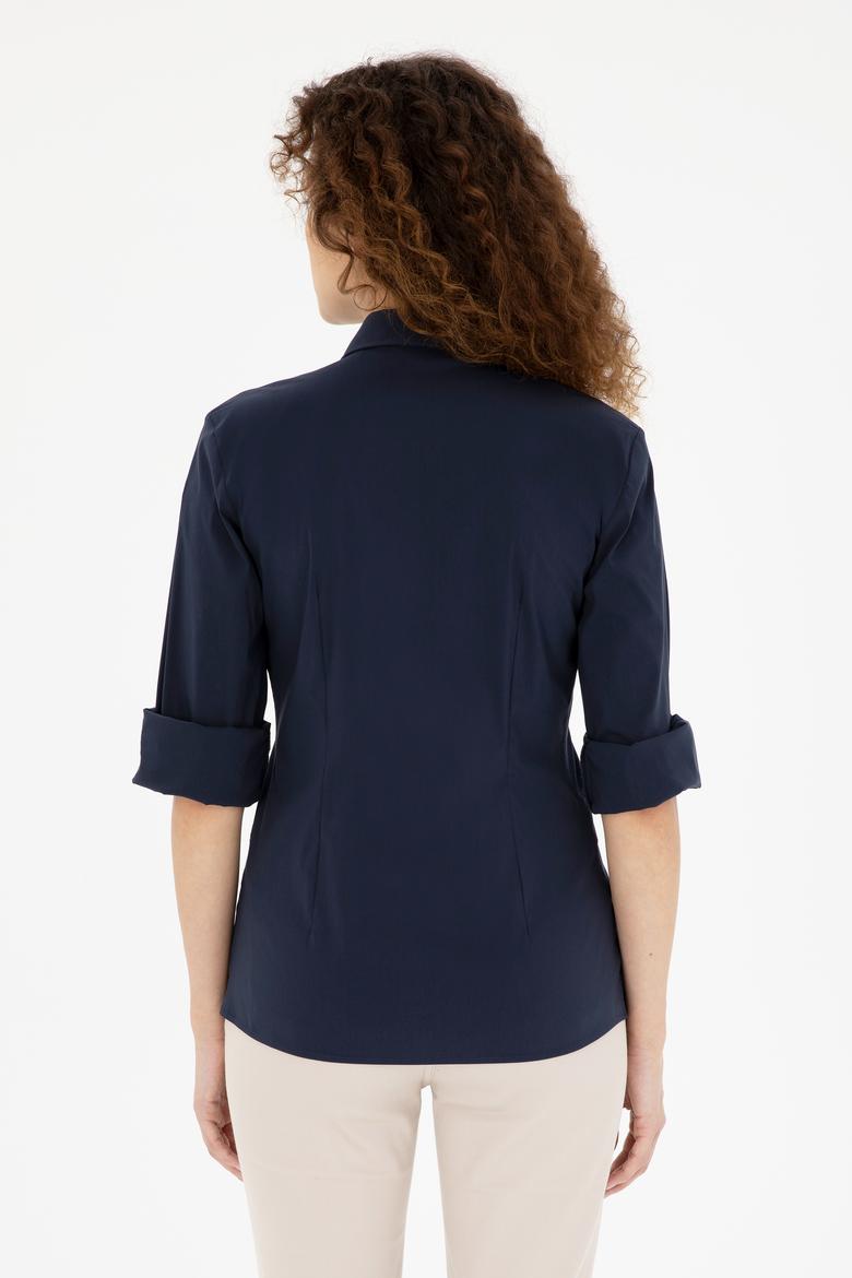 Kadın Lacivert Uzun Kollu Basic Gömlek - 50283990011