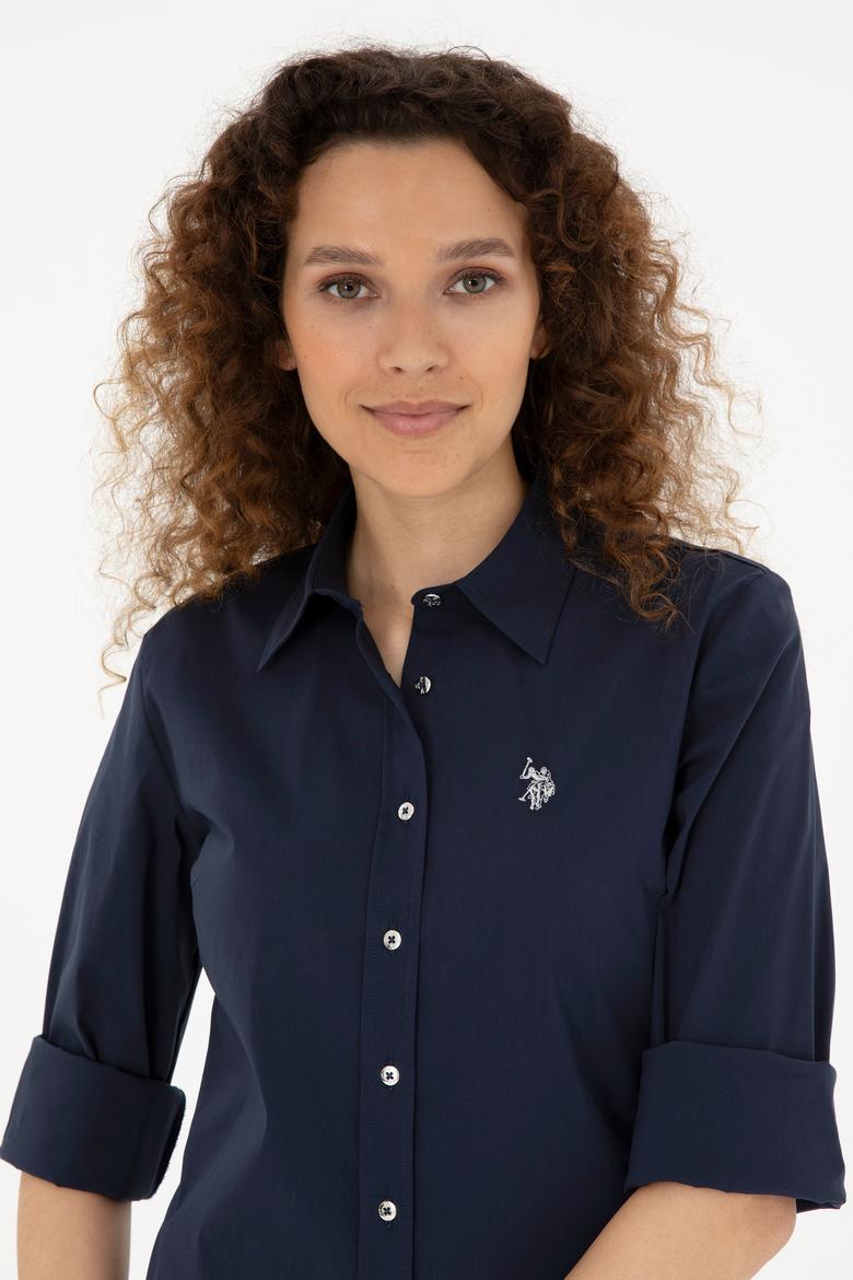 Kadın Lacivert Uzun Kollu Basic Gömlek - 50283990011