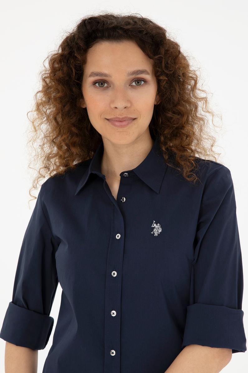 Kadın Lacivert Uzun Kollu Basic Gömlek