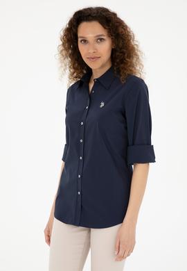 Kadın Lacivert Uzun Kollu Basic Gömlek - 50283990011