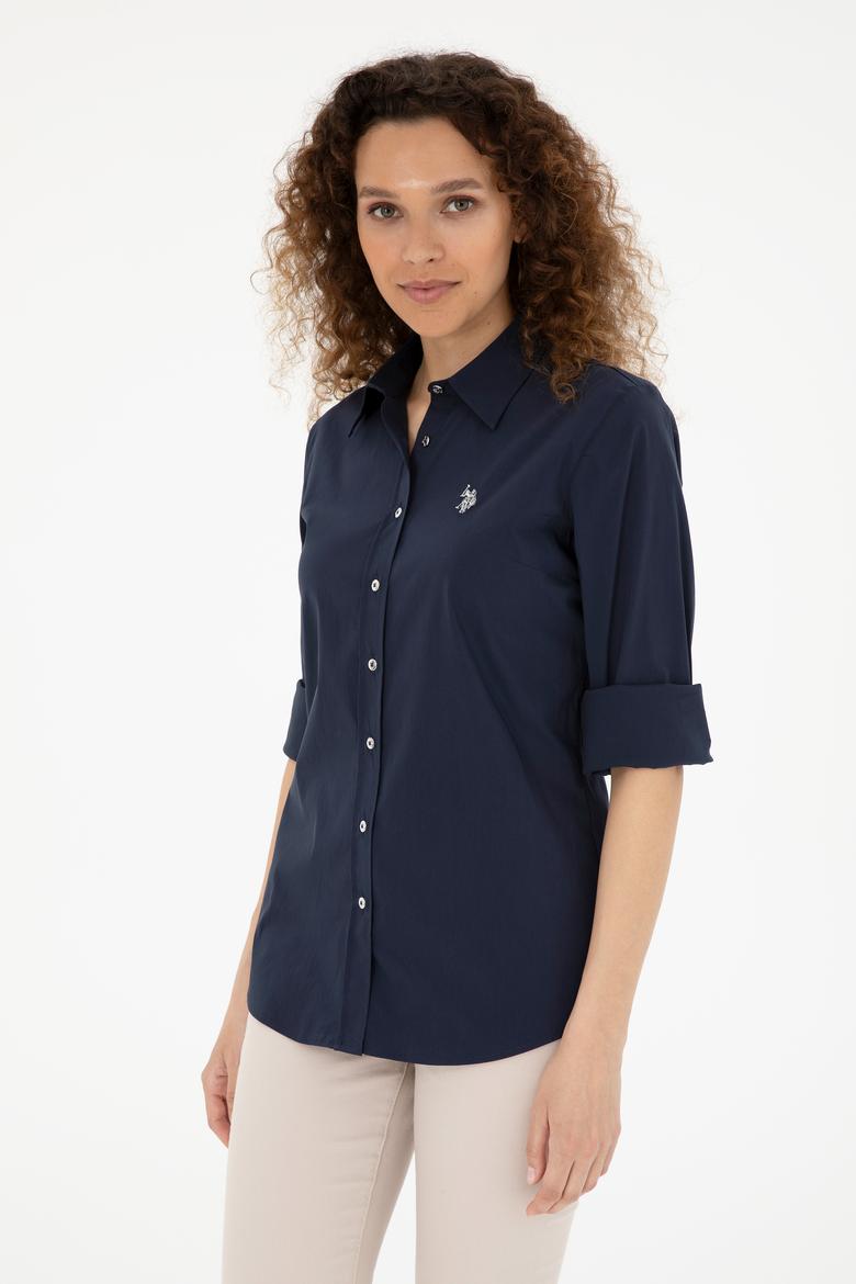 Kadın Lacivert Uzun Kollu Basic Gömlek - 50283990011