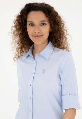 Kadın Açık Mavi Uzun Kollu Basic Gömlek - 50283990067