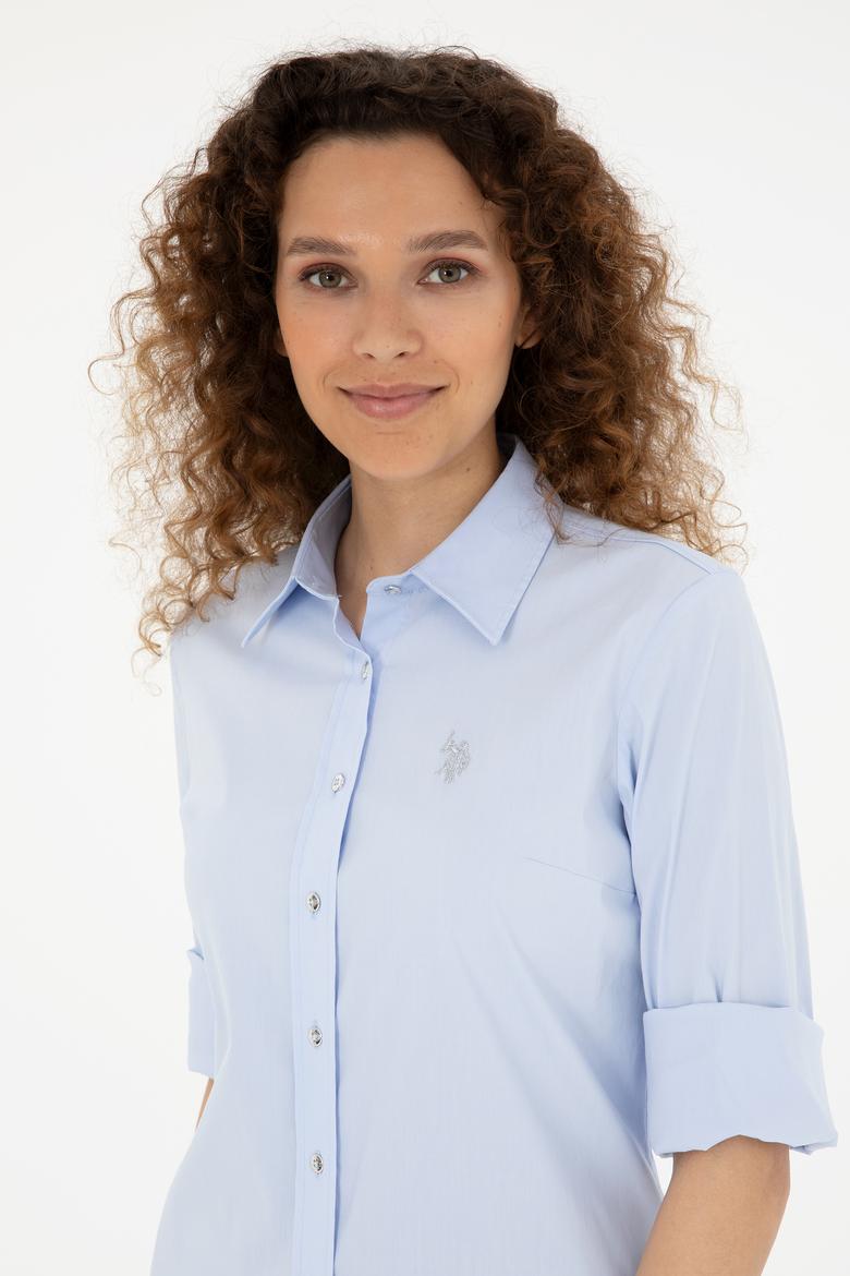 Kadın Açık Mavi Uzun Kollu Basic Gömlek - 50283990067