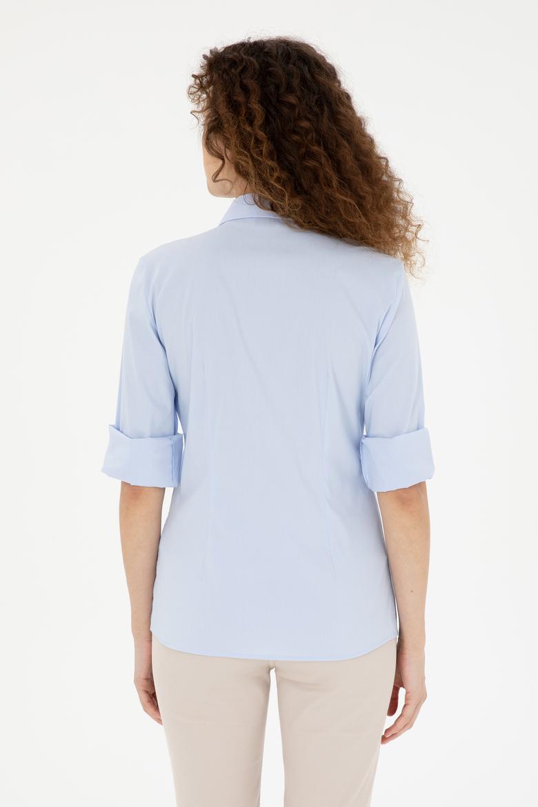 Kadın Açık Mavi Uzun Kollu Basic Gömlek - 50283990067