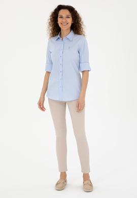 Kadın Açık Mavi Uzun Kollu Basic Gömlek - 50283990067