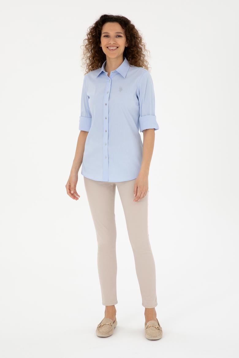 Kadın Açık Mavi Uzun Kollu Basic Gömlek - 50283990067