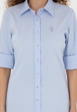 Kadın Açık Mavi Uzun Kollu Basic Gömlek - 50283990067