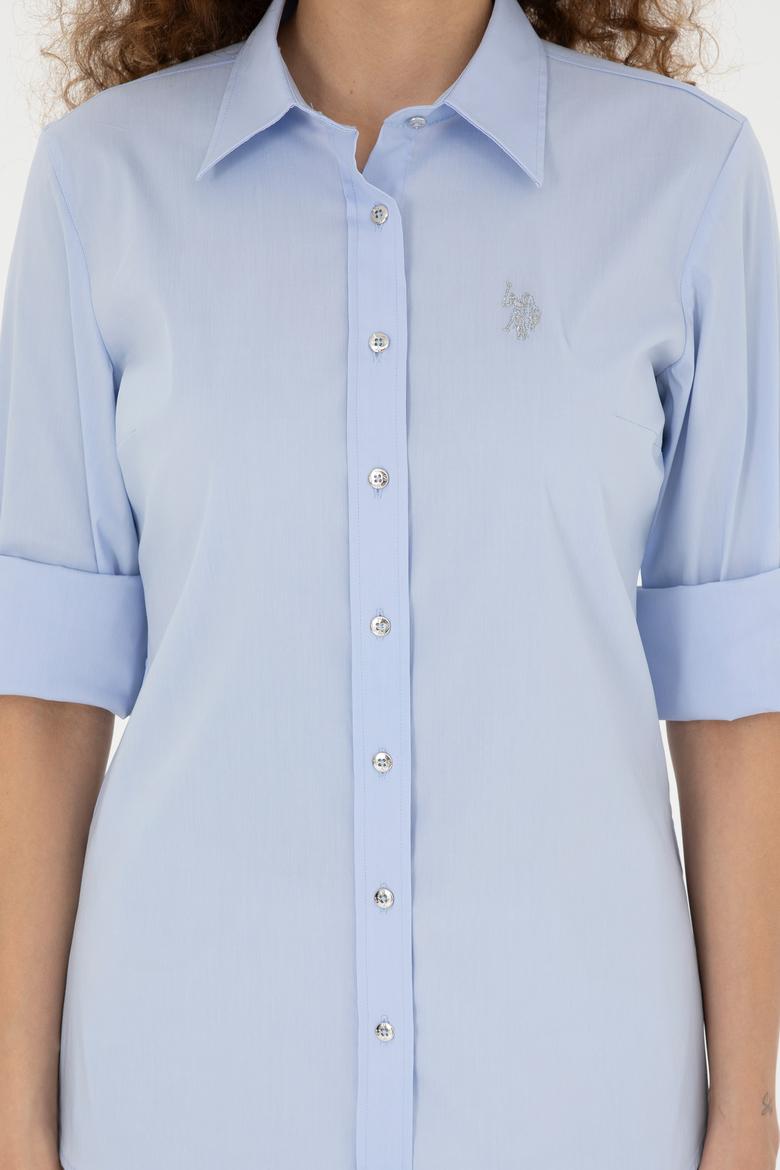 Kadın Açık Mavi Uzun Kollu Basic Gömlek - 50283990067