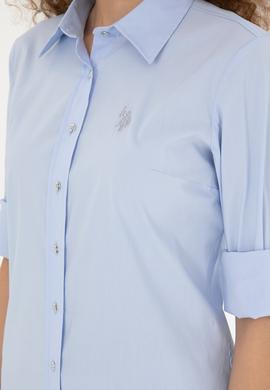 Kadın Açık Mavi Uzun Kollu Basic Gömlek - 50283990067