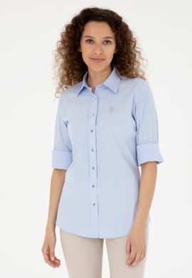 Kadın Açık Mavi Uzun Kollu Basic Gömlek - 50283990067
