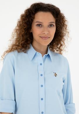 Kadın Saks Uzun Kollu Basic Gömlek - 50283992011