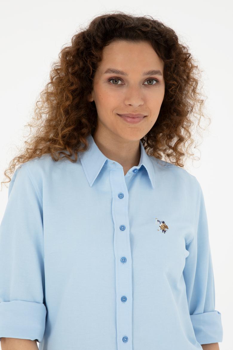 Kadın Saks Uzun Kollu Basic Gömlek - 50283992011