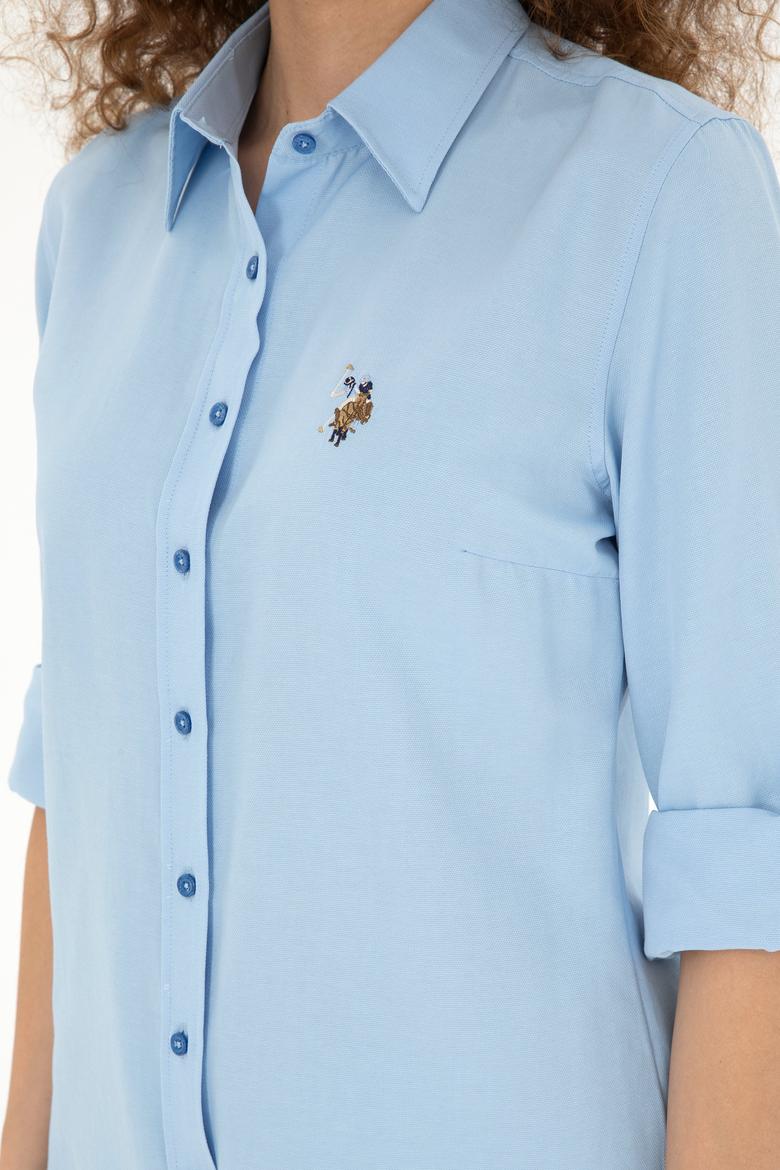 Kadın Saks Uzun Kollu Basic Gömlek - 50283992011