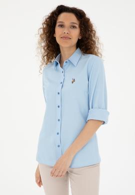 Kadın Saks Uzun Kollu Basic Gömlek - 50283992011