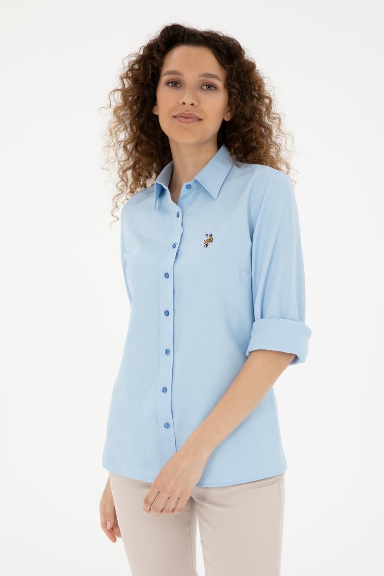 Kadın Saks Uzun Kollu Basic Gömlek - 50283992011