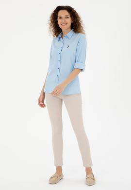 Kadın Saks Uzun Kollu Basic Gömlek - 50283992011