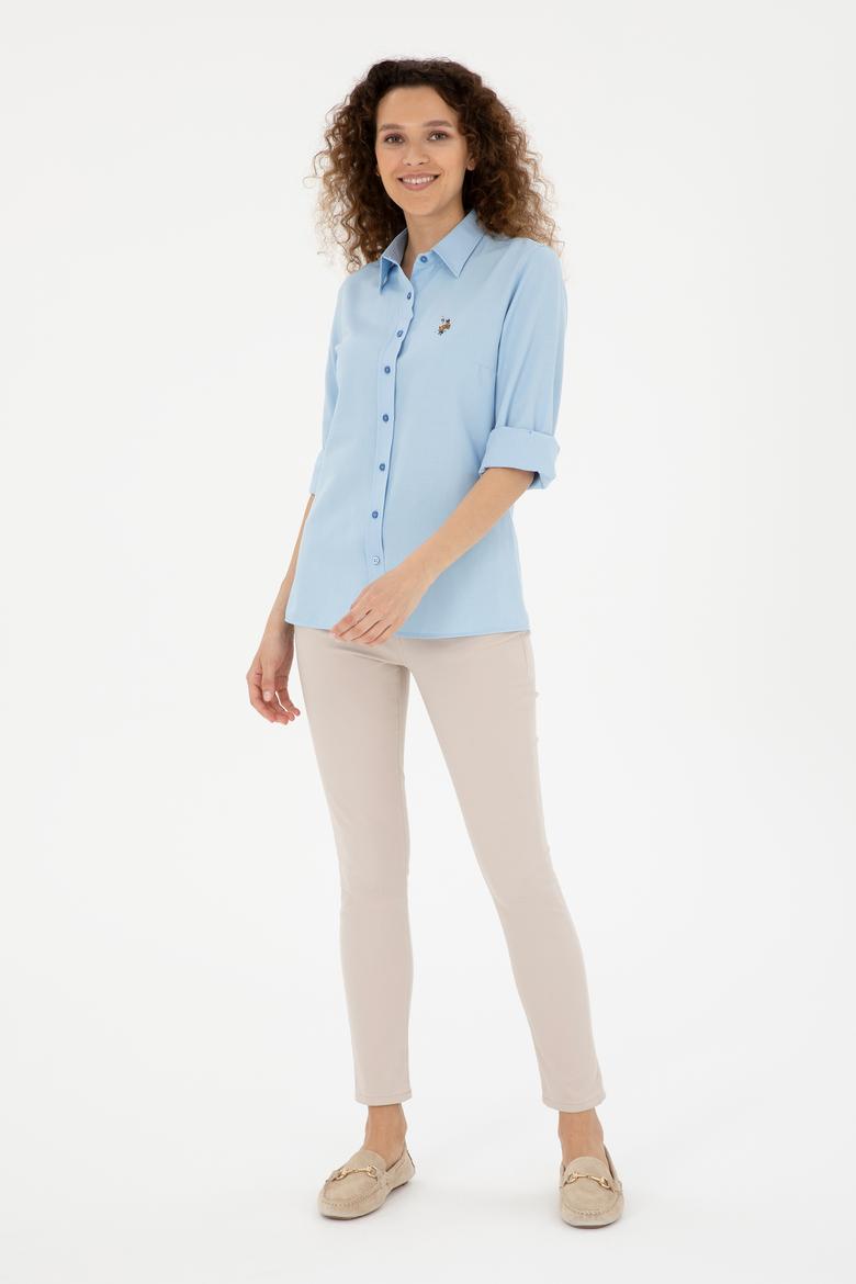 Kadın Saks Uzun Kollu Basic Gömlek - 50283992011