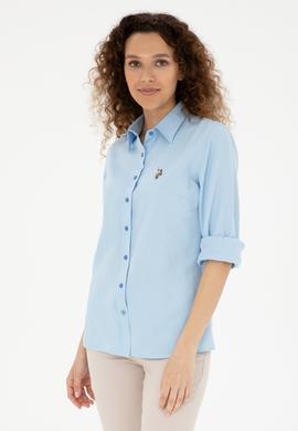 Kadın Saks Uzun Kollu Basic Gömlek - 50283992011