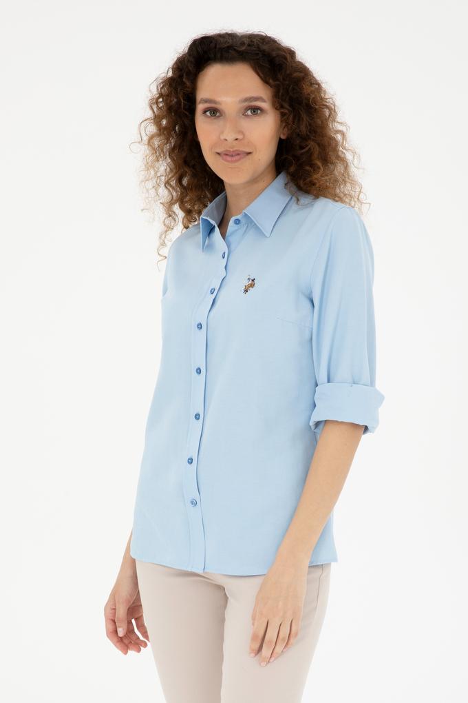 Kadın Saks Uzun Kollu Basic Gömlek