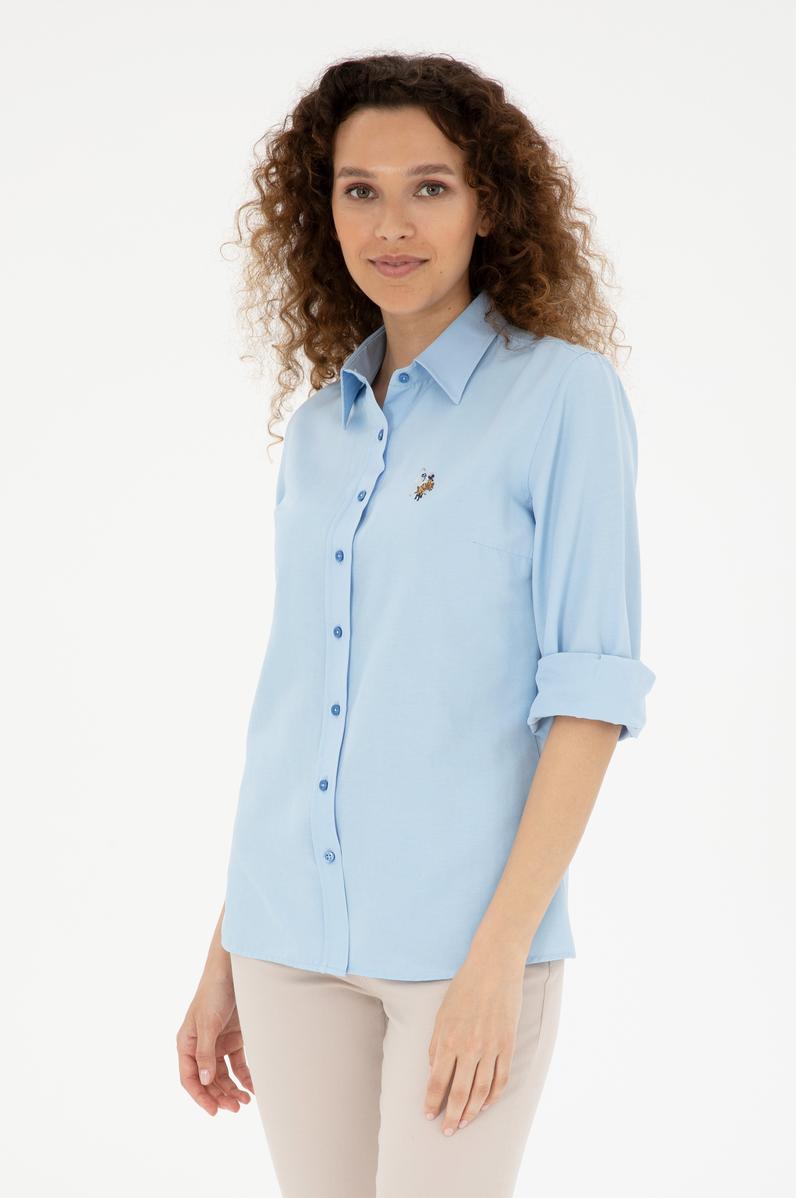 Kadın Saks Uzun Kollu Basic Gömlek