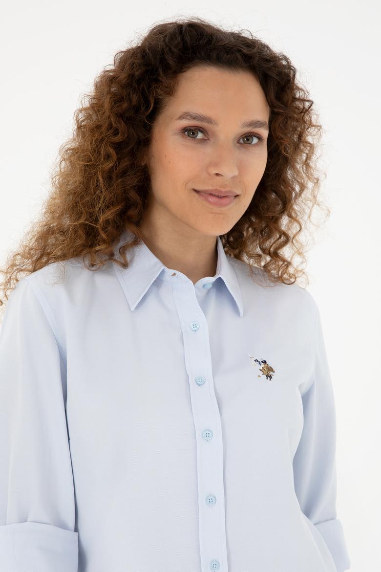 Kadın Açık Mavi Uzun Kollu Basic Gömlek - 50283992079