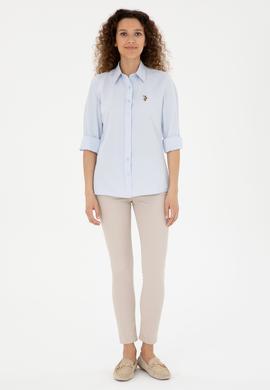 Kadın Açık Mavi Uzun Kollu Basic Gömlek - 50283992079