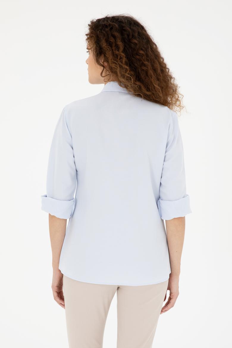 Kadın Açık Mavi Uzun Kollu Basic Gömlek - 50283992079