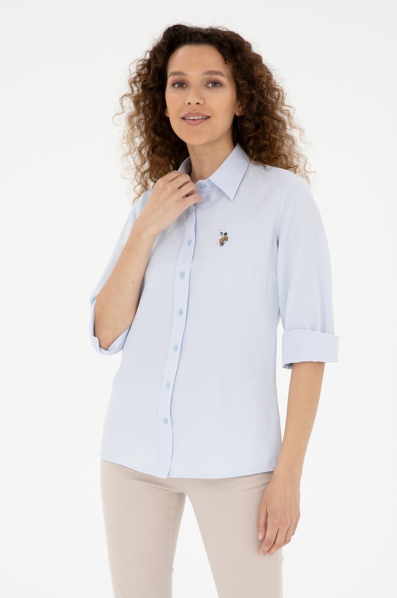 Kadın Açık Mavi Uzun Kollu Basic Gömlek