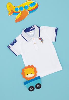 Erkek Bebek Beyaz Polo Yaka Tişört - 50252177057