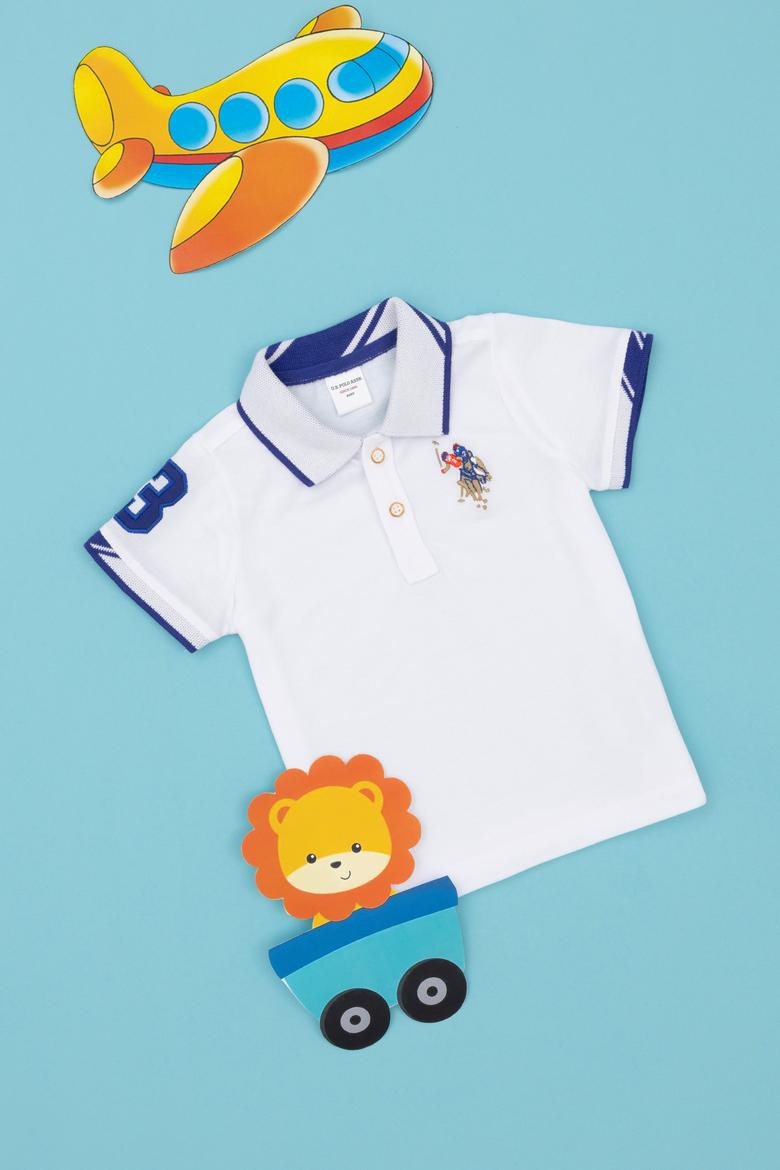 Erkek Bebek Beyaz Polo Yaka Tişört