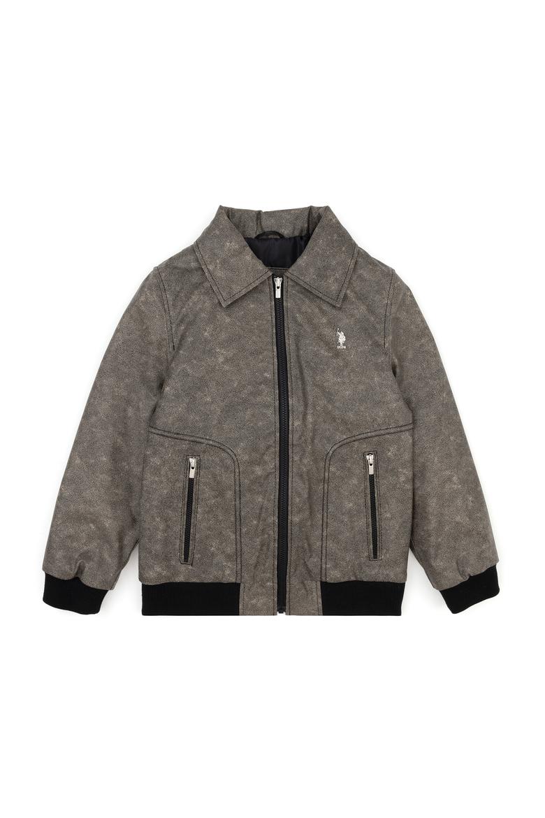 Erkek Çocuk Antrasit Deri Ceket