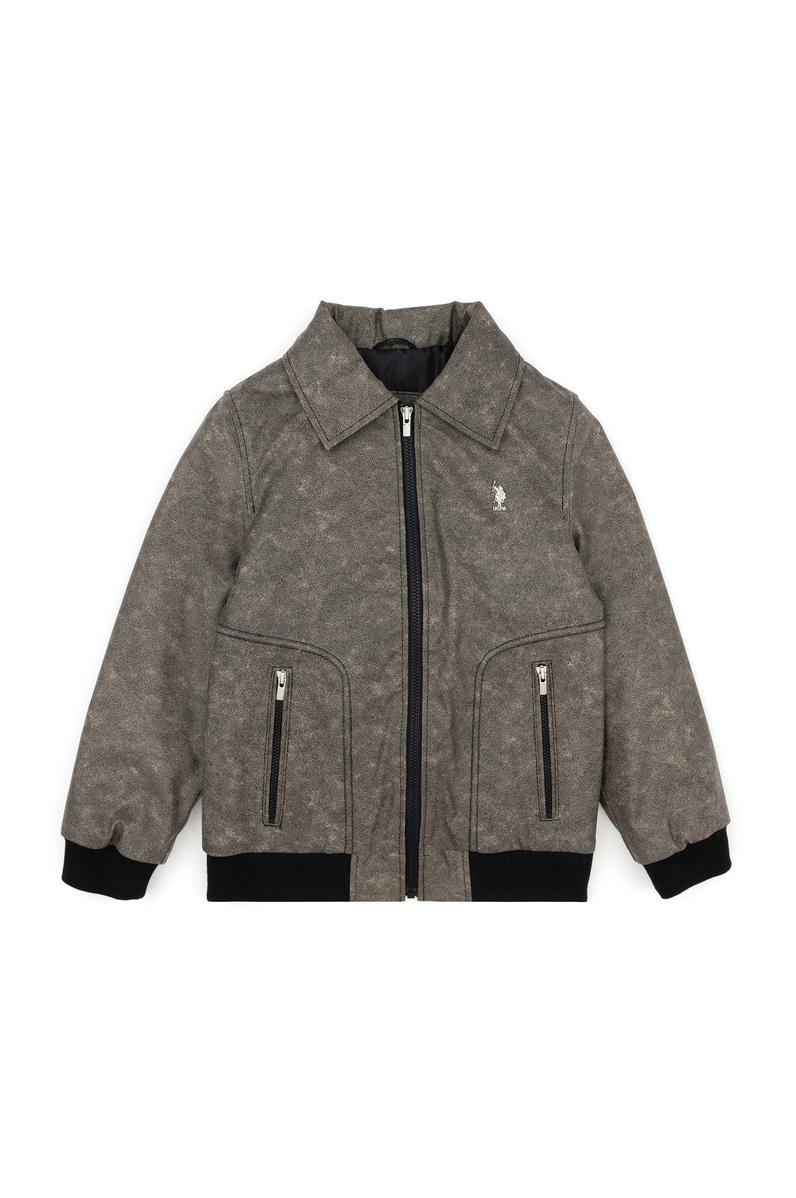 Erkek Çocuk Antrasit Deri Ceket