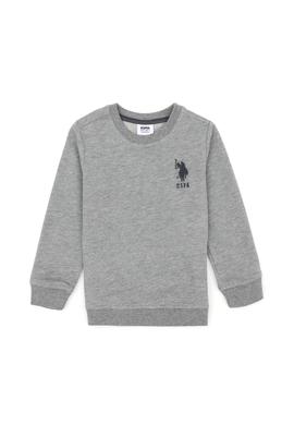 Erkek Çocuk Gri Melanj Basic Bisiklet Yaka Sweatshirt - 50269417049