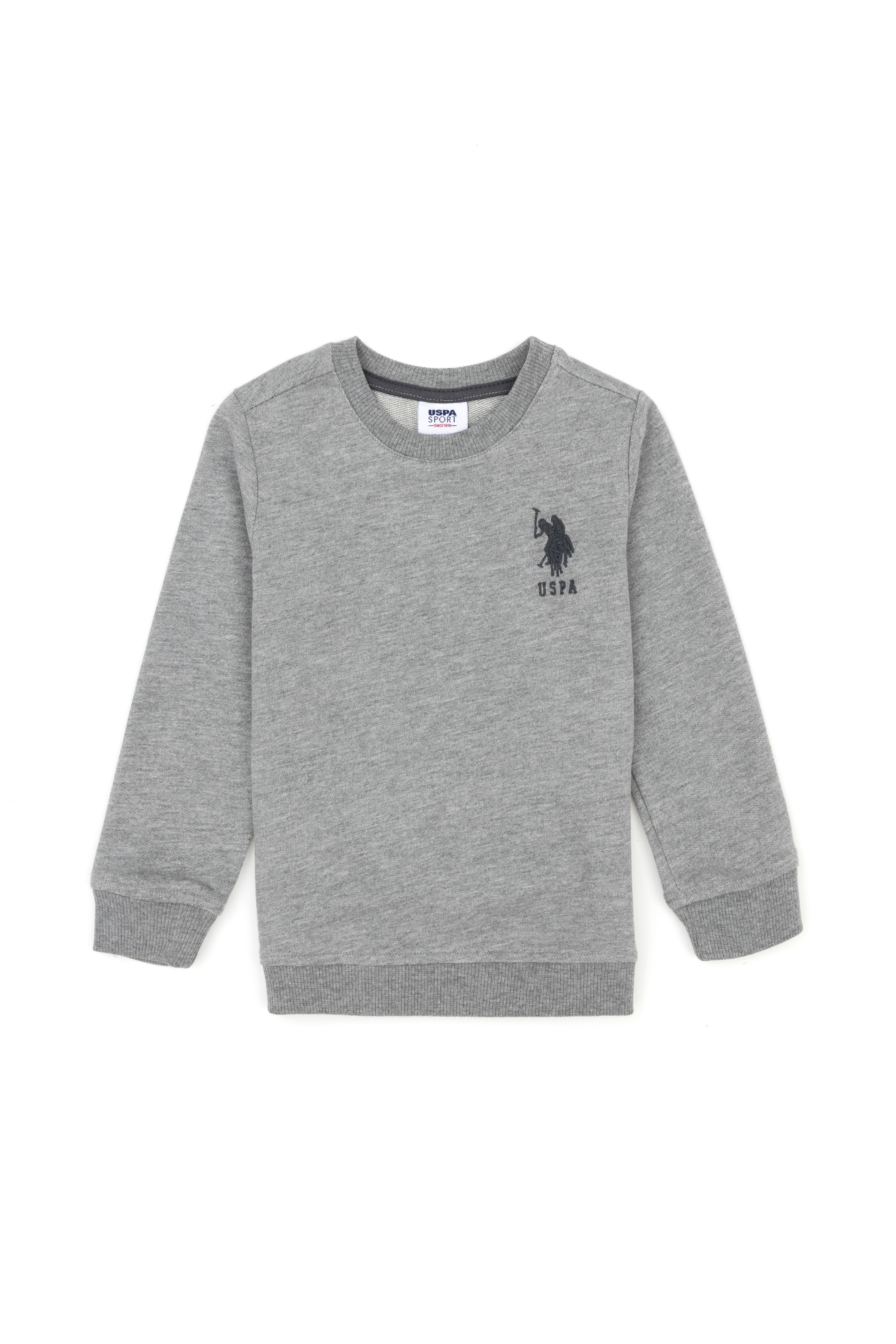 Erkek Çocuk Gri Melanj Basic Bisiklet Yaka Sweatshirt - Image 1