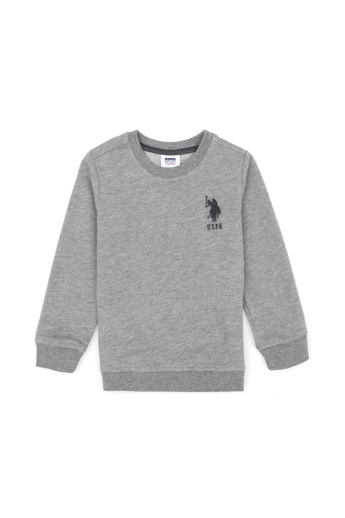 Erkek Çocuk Gri Melanj Basic Bisiklet Yaka Sweatshirt