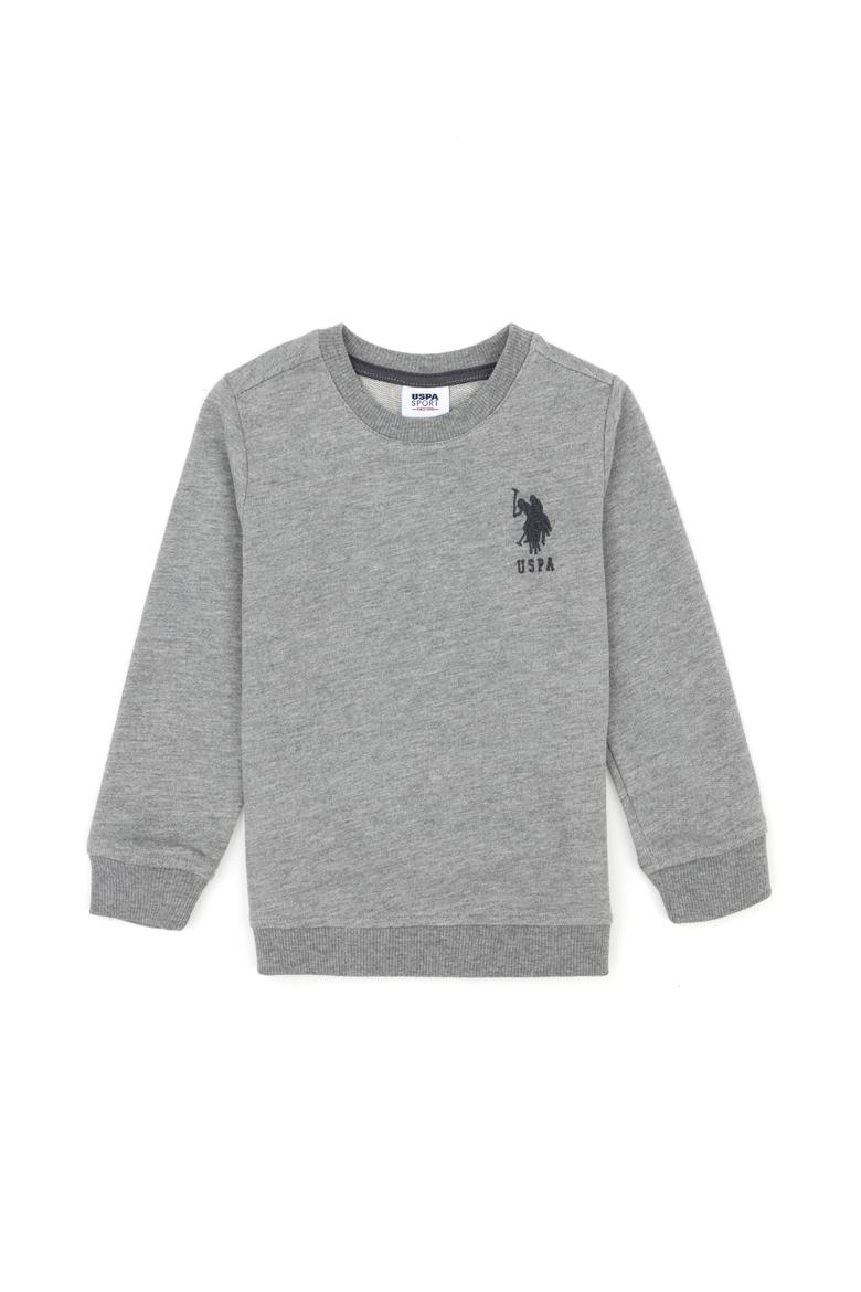Erkek Çocuk Gri Melanj Basic Bisiklet Yaka Sweatshirt