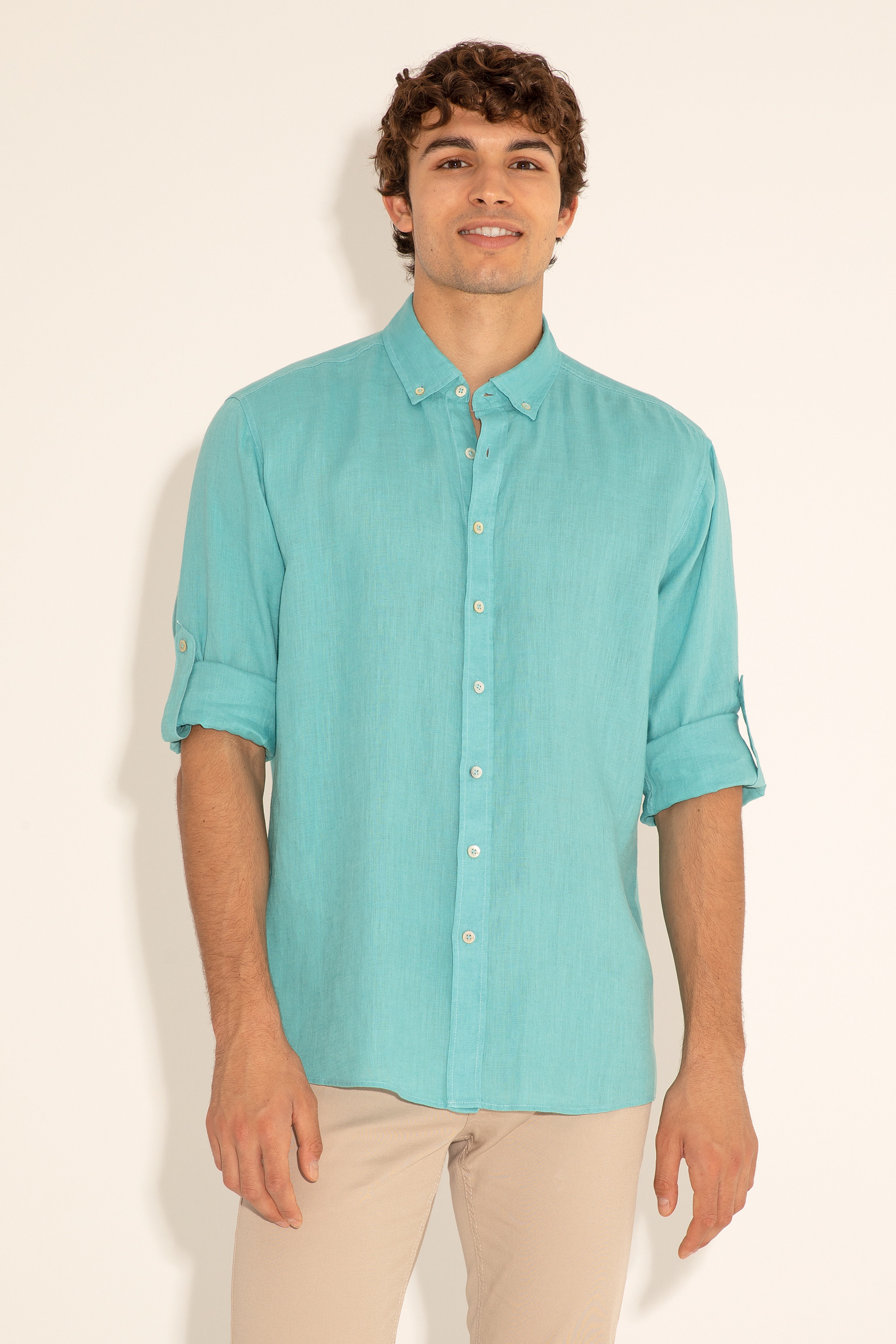 Mint Unisex Keten Gömlek