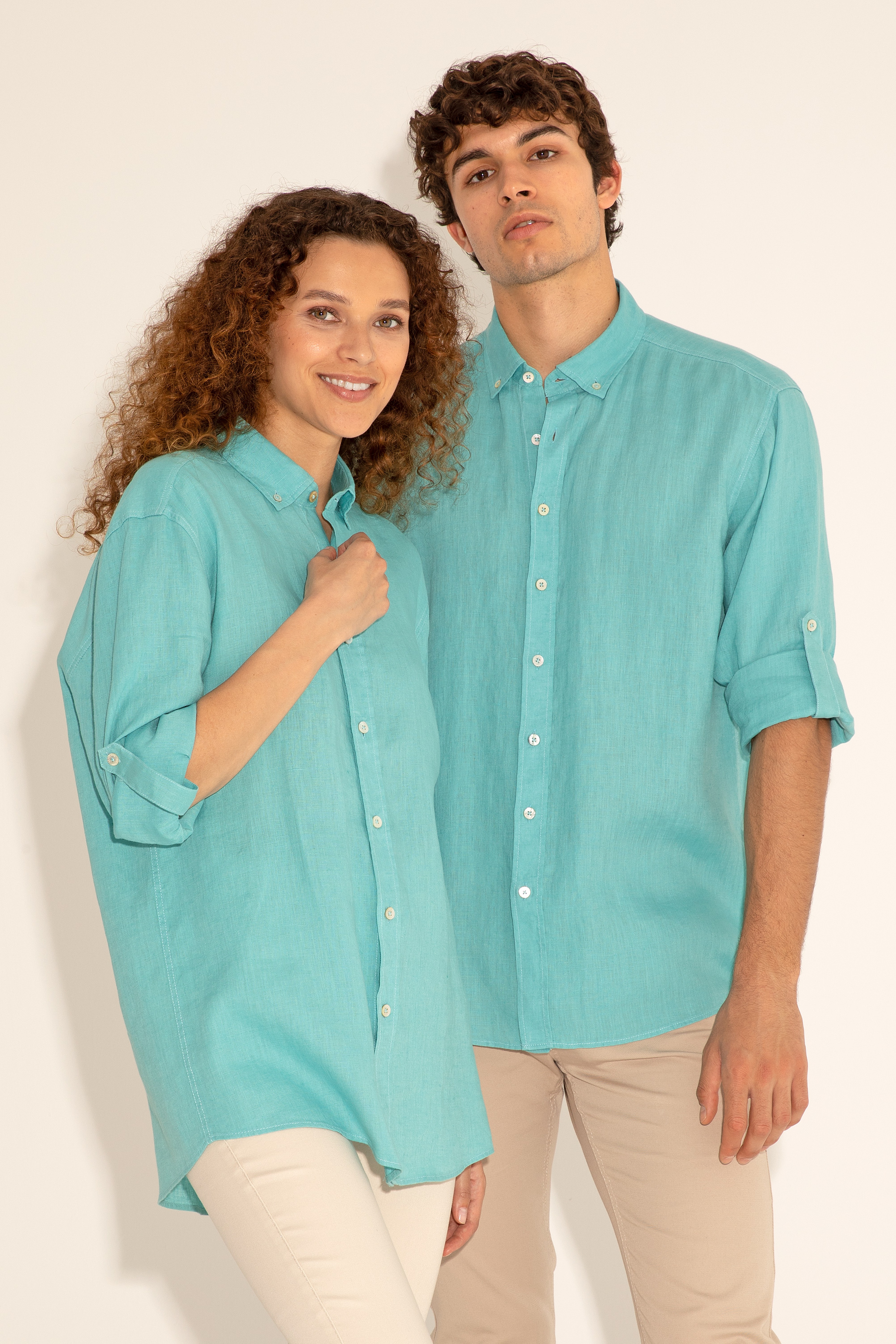 Mint Unisex Keten Gömlek - Image 1