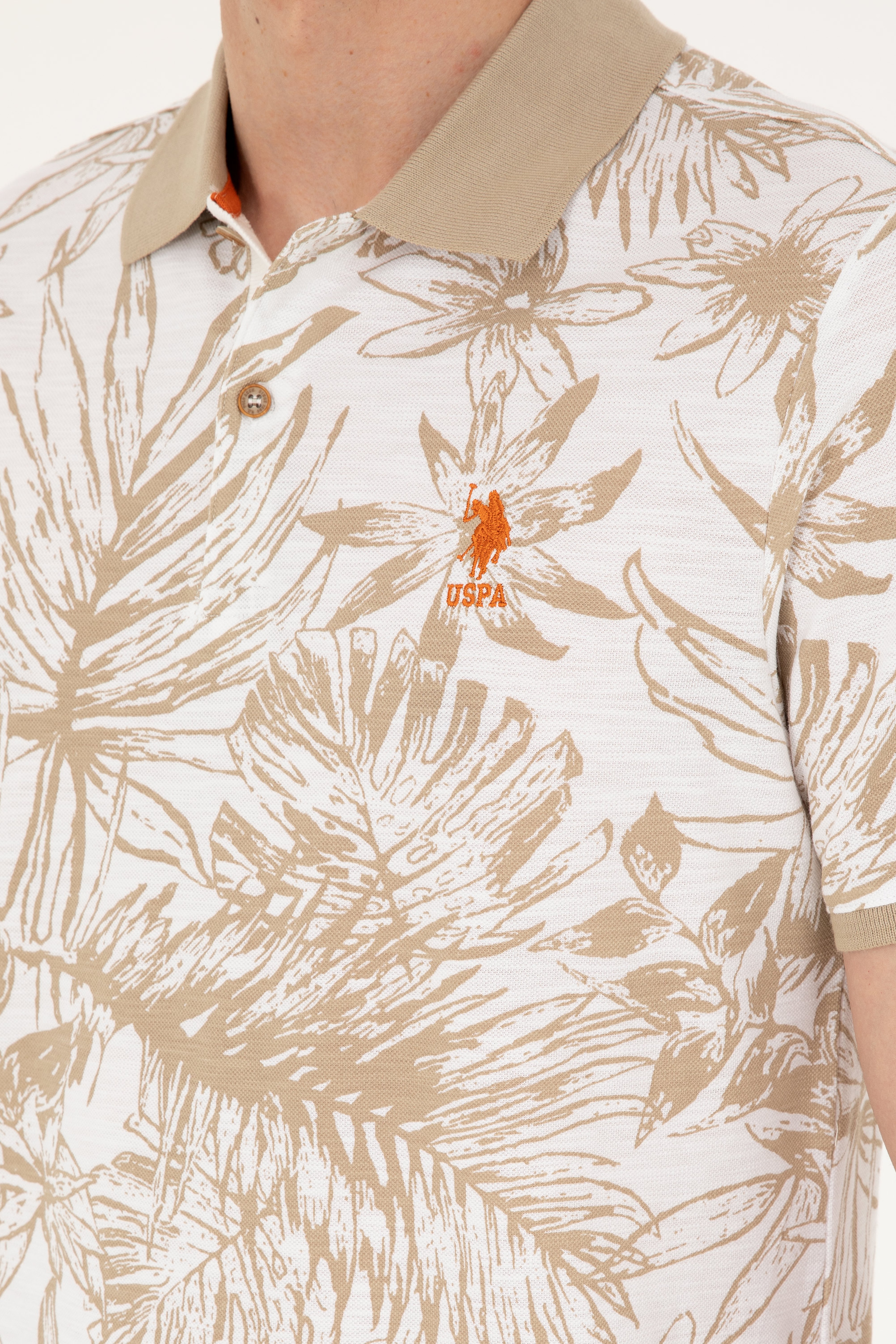 Erkek Regular Fit Polo Yaka Açık Haki Tişört - Image 7