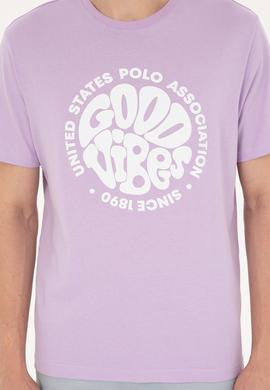 Erkek Regular Fit Bisiklet Yaka Lila Tişört - 50281078056